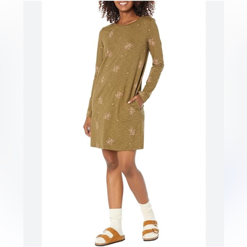 Toad&Co NWT Women’s Windmere II Fir Spray Print Long Sleeve Swing‎ Dress- Large